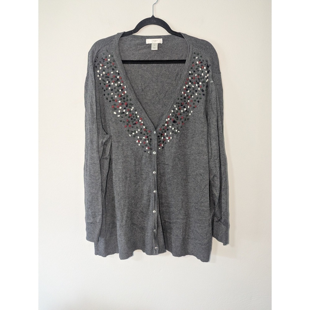 3X CJ Banks Grey Pom Pom Cardigan
